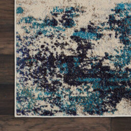 Ivory/teal/blue Rug, Abstract Graphics Rug, Stain-Resistant Rug, Modern Rug For Bedroom, & Dining Room-160Cm (Circle) - thumbnail 8