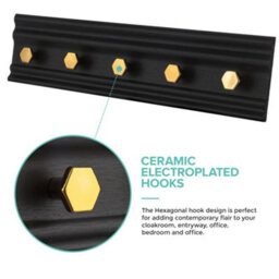 Livivo Black Gold 5 Hook Wall Mounted Storage Rack - thumbnail 9