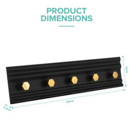 Livivo Black Gold 5 Hook Wall Mounted Storage Rack - thumbnail 7