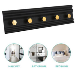 Livivo Black Gold 5 Hook Wall Mounted Storage Rack - thumbnail 2