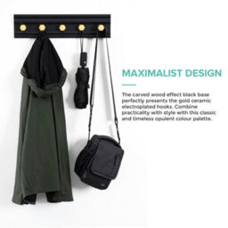Livivo Black Gold 5 Hook Wall Mounted Storage Rack - thumbnail 3