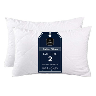 Sk Stores Quilted Pillows- Hotel Quality Hollowfibre Filled For Side, Stomach And Back Sleeper, Down Alternative Bed Pillow (Pack