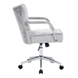Darphe Grey Chenille Swivel Office Chair Diamond Quilted Backrest Height Adjustable Metal Base Desk Chair - thumbnail 5