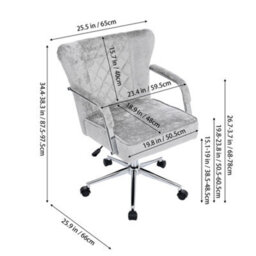 Darphe Grey Chenille Swivel Office Chair Diamond Quilted Backrest Height Adjustable Metal Base Desk Chair - thumbnail 8
