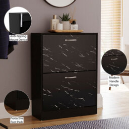 Lassic Vida Designs 2 Drawer Shoe Cabinet, Black Marble - thumbnail 8