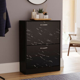 Lassic Vida Designs 2 Drawer Shoe Cabinet, Black Marble