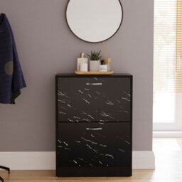 Lassic Vida Designs 2 Drawer Shoe Cabinet, Black Marble - thumbnail 4