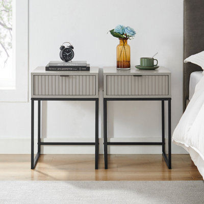 Melody Maison Pair Of One Drawer Bedside Tables - Hesley Taupe Stone Range - image 1