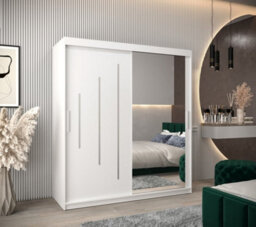 Arte Elegant White York Ii Sliding Door Wardrobe W1800mm H2000mm D620mm - Mirrored Storage With Silver Handles - thumbnail 2