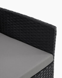 Evre Copenhagen Black Outdoor Rattan Garden Bistro Set 2 Seater Wicker Table & Chairs Furniture With Cushions Glass Coffee Table - thumbnail 5
