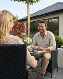 Evre Copenhagen Black Outdoor Rattan Garden Bistro Set 2 Seater Wicker Table & Chairs Furniture With Cushions Glass Coffee Table - thumbnail 6