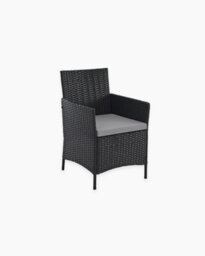 Evre Copenhagen Black Outdoor Rattan Garden Bistro Set 2 Seater Wicker Table & Chairs Furniture With Cushions Glass Coffee Table - thumbnail 7