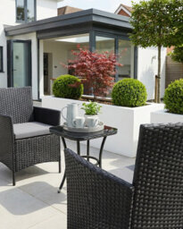 Evre Copenhagen Black Outdoor Rattan Garden Bistro Set 2 Seater Wicker Table & Chairs Furniture With Cushions Glass Coffee Table - thumbnail 3