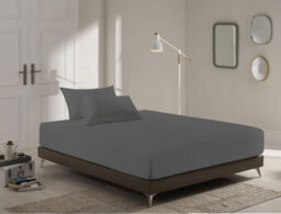 Homes & Linen Super Soft Brushed Microfiber Embossed Stripe Extra Deep Grey Fitted Sheet 40Cm Mattress Cover - thumbnail 2