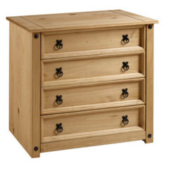 Mercers Furniture Corona Small 4 Drawer Chest Of Drawers Rustic Solid Wood Pine Wooden With Mexican Styling Bedroom - thumbnail 4