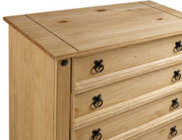 Mercers Furniture Corona Small 4 Drawer Chest Of Drawers Rustic Solid Wood Pine Wooden With Mexican Styling Bedroom - thumbnail 5