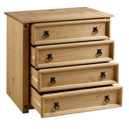 Mercers Furniture Corona Small 4 Drawer Chest Of Drawers Rustic Solid Wood Pine Wooden With Mexican Styling Bedroom - thumbnail 2