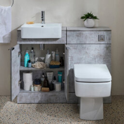Homestylestore 1050mm Concrete Grey Bathroom Combination Vanity Wc Unit With Chrome Finger Pull Handle - thumbnail 1