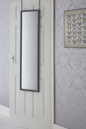 Orsina Versatile  Over Door Grey Plastic Frame Mirror, Sleek Mirror For Home, Durable Arched Mirror For Bedroom - thumbnail 2