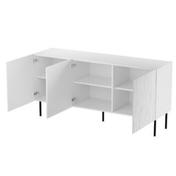 Jungle 152Cm Sideboard Modern Cabinet With Metal Legs Push To Open System Durable Mdf And Laminated Board White Black - thumbnail 2