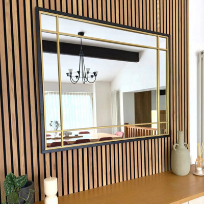 Jōbū Jobu Home - Aimi - Black & Gold Metal Rectangle Portrait Wall Mirror - 120Cm X 95Cm - image 1