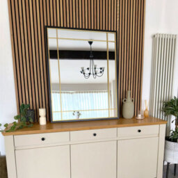 Jōbū Jobu Home - Aimi - Black & Gold Metal Rectangle Window Mirror - 120Cm X 95Cm - thumbnail 6