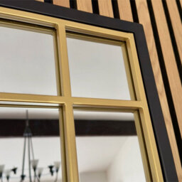 Jōbū Jobu Home - Aimi - Black & Gold Metal Rectangle Window Mirror - 120Cm X 95Cm - thumbnail 4