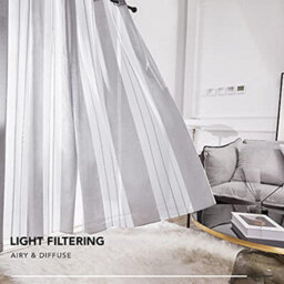 Deconovo Sheer Curtains Yarn-Dyed Faux Linen Home Decorative Eyelet Voile Curtains, 55 X 54 Inch Dark Grey 2 Panels - thumbnail 3