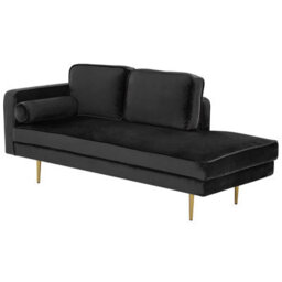 Beliani Left-Hand Chaise Longue Miramas Velvet Black - thumbnail 4