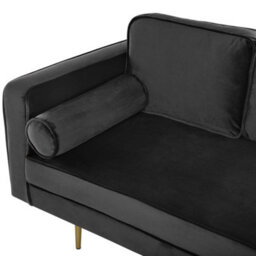 Beliani Left-Hand Chaise Longue Miramas Velvet Black - thumbnail 6