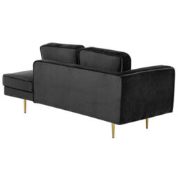 Beliani Left-Hand Chaise Longue Miramas Velvet Black - thumbnail 5