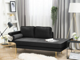 Beliani Left-Hand Chaise Longue Miramas Velvet Black - thumbnail 2