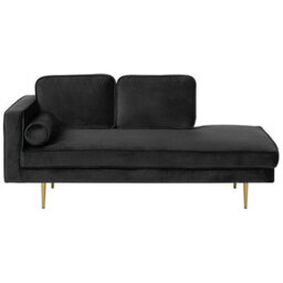 Beliani Left-Hand Chaise Longue Miramas Velvet Black