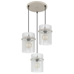 Luminosa Lighting Luminosa Gorley Cluster Pendant Ceiling Light Matt Sand, Glass Rods, 3X E27 - thumbnail 3