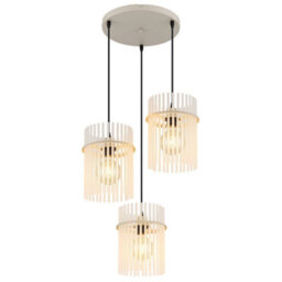 Luminosa Lighting Luminosa Gorley Cluster Pendant Ceiling Light Matt Sand, Glass Rods, 3X E27