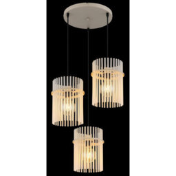 Luminosa Lighting Luminosa Gorley Cluster Pendant Ceiling Light Matt Sand, Glass Rods, 3X E27 - thumbnail 5