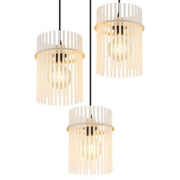 Luminosa Lighting Luminosa Gorley Cluster Pendant Ceiling Light Matt Sand, Glass Rods, 3X E27 - thumbnail 4