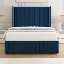 Bsspoke Luna Divan Bed Blue Plush Velvet 54Inch Headboard & Footboard No Mattress No Drawers In Single Double King 4Ft 6Ft - thumbnail 3