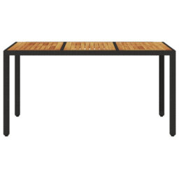 Berkfield Garden Table With Acacia Wood Top Black 150X90X75 Cm Poly Rattan - thumbnail 4