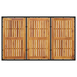 Berkfield Garden Table With Acacia Wood Top Black 150X90X75 Cm Poly Rattan - thumbnail 7