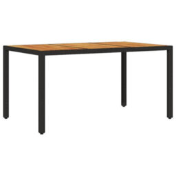 Berkfield Garden Table With Acacia Wood Top Black 150X90X75 Cm Poly Rattan - thumbnail 6
