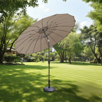 Sundaze 2.7M Taupe Garden Parasol Umbrella Outdoor Patio Fiberglass Rib With Crank Tilt - image 1