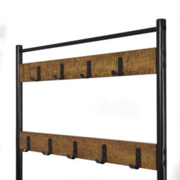 Coat Rack Stand Shoe Storage Bench With 9 Hooks Industrial Style Retro - thumbnail 4