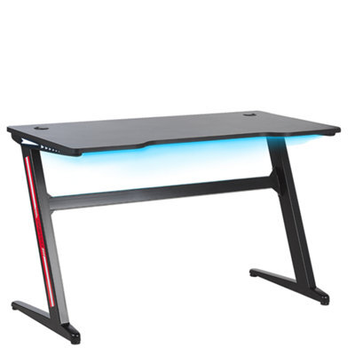 Beliani Gaming Desk Darfur Black 120 Cm 60 Cm Rgb Led - image 1