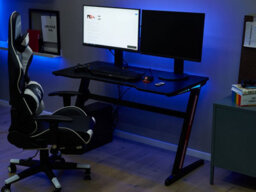 Beliani Gaming Desk Darfur Black 120 Cm 60 Cm Rgb Led - thumbnail 2