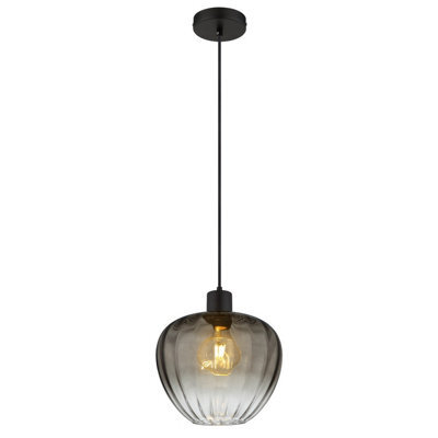 Luminosa Lighting Luminosa Toy 29Cm Dome Pendant Ceiling Light Matt Black Smoke Glass Shade 1X E27 - image 1
