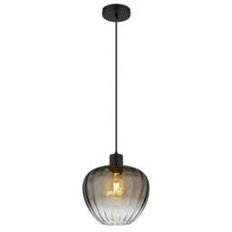 Luminosa Lighting Luminosa Toy 29Cm Dome Pendant Ceiling Light Matt Black Smoke Glass Shade 1X E27 - thumbnail 1