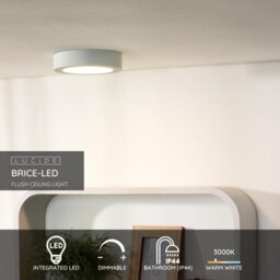 Lucide Brice-Led Modern Flush Ceiling Light Bathroom 18Cm - Led Dim. - 1X12W 3000K - Ip44 - White - thumbnail 2