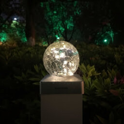 4Pcs Solar Crackle Ball Led Garden Fence Post Lights Warm White - thumbnail 4