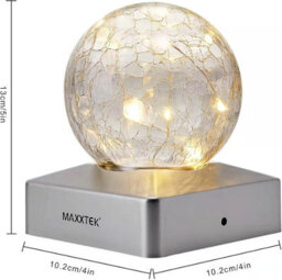 4Pcs Solar Crackle Ball Led Garden Fence Post Lights Warm White - thumbnail 2